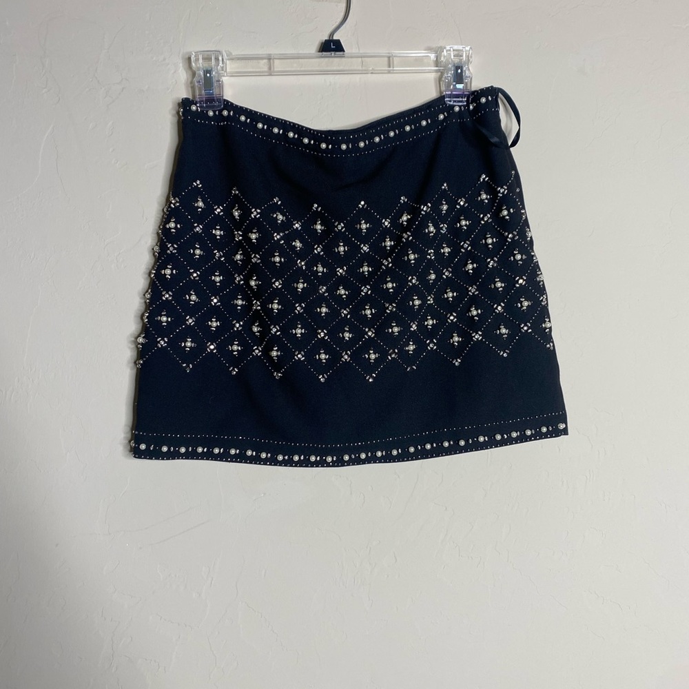 Black beaded mini skirt